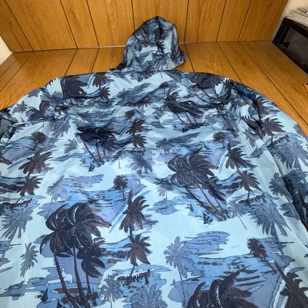 Levi's Pullover Anorak Jacket‎ Hooded Palm Print Blue XL